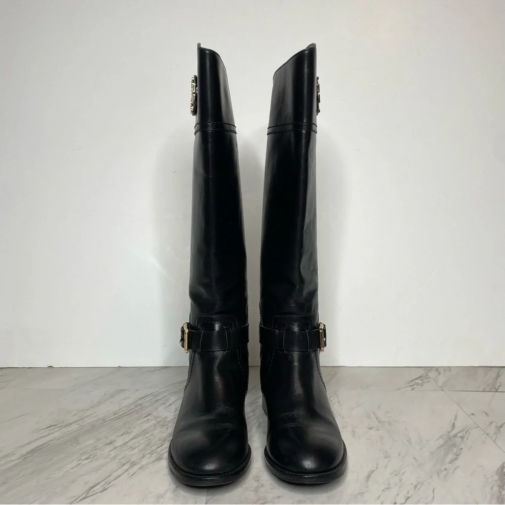 Tory Burch Adeline Black Leather Riding Boot 5M